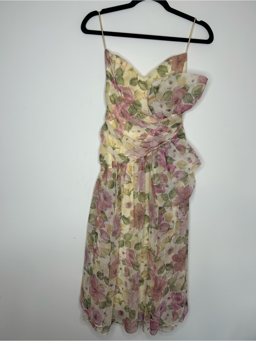 Jessica McClintock Vintage Strapless Floral Print Dress Size 6